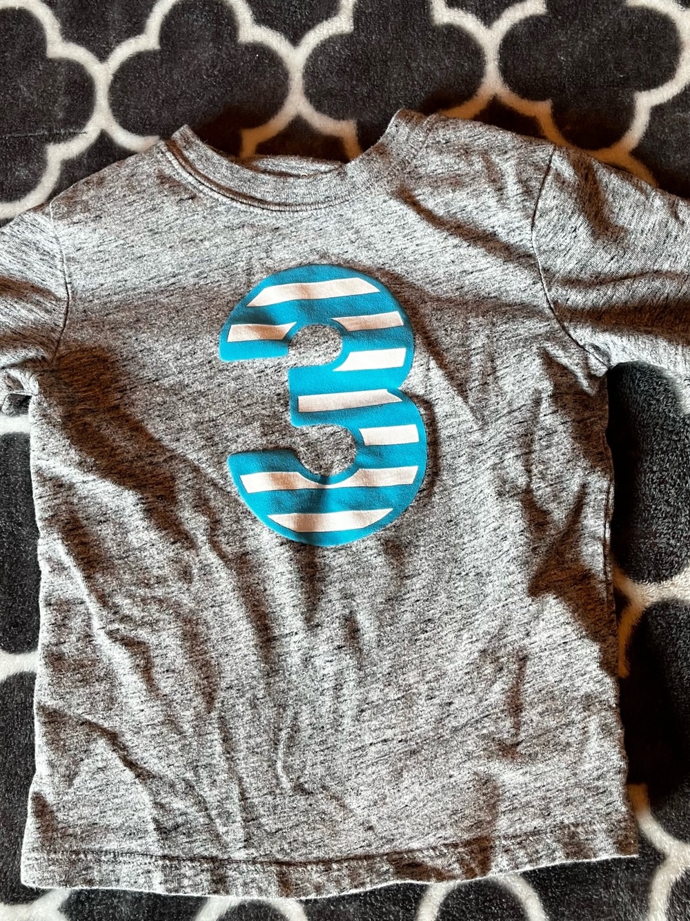 Koala Kids Grey Short Sleeve Tee with Blue Striped Number 3